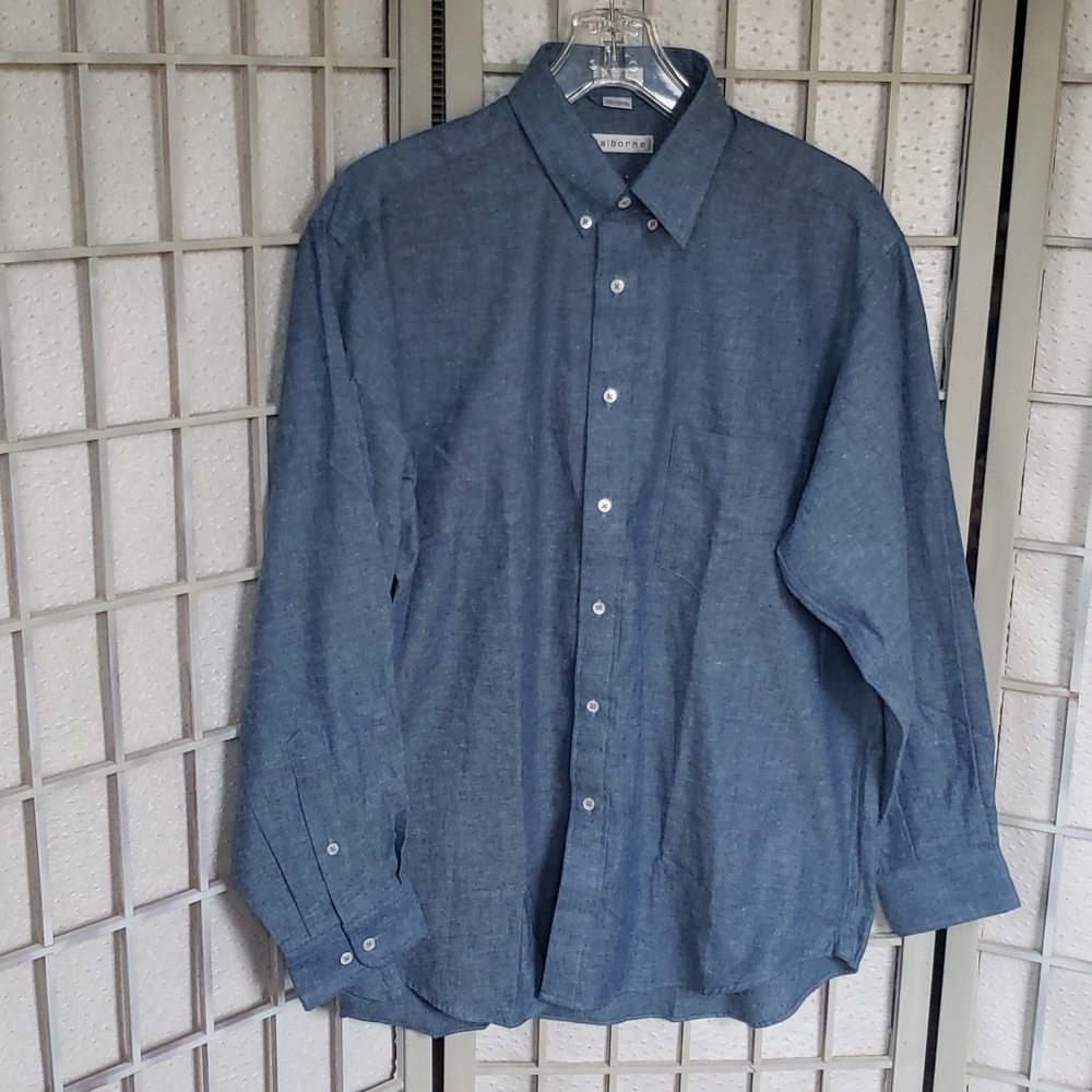 Claiborne chambray nwt mens dress shirt size 15.5